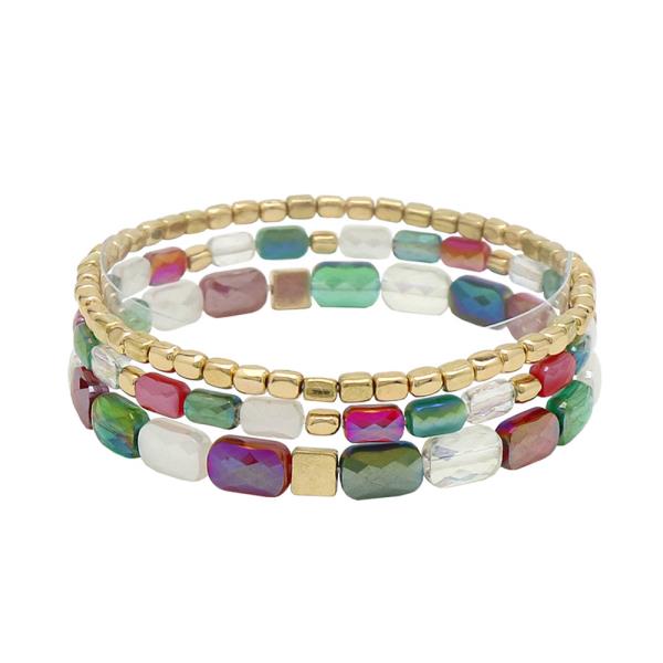 3 ROW GLASS BRACELET