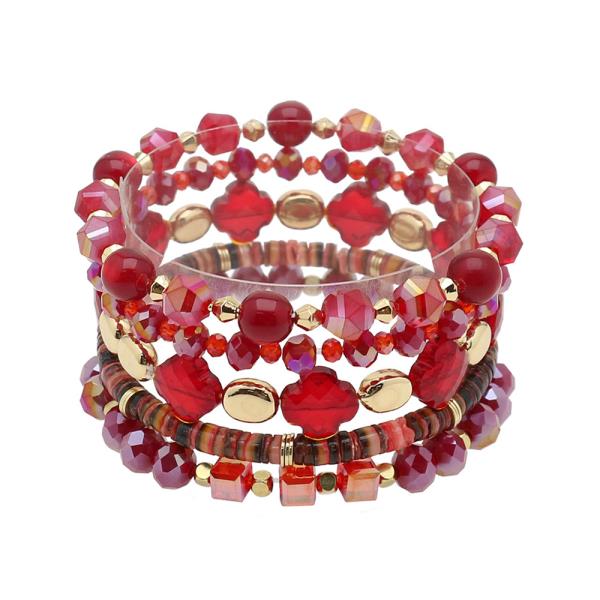 5 ROW MIXED MATERIAL BRACELET