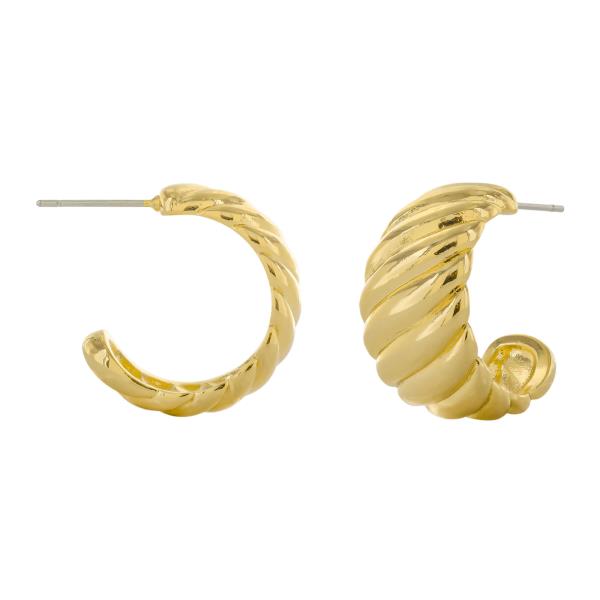 LINED OPEN CIRCLE GOLD PLATED EARRING