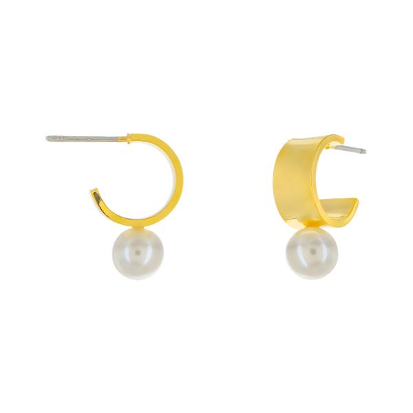 GOLD PLATED W/PEARL 18MM EARRING
