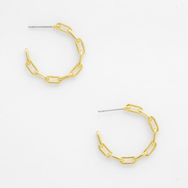 OVAL LINK GOLD PLATED BRASS EARRING