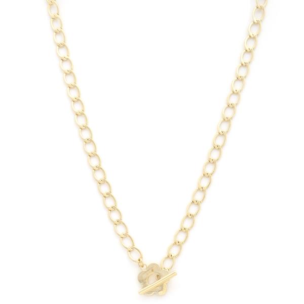 SODAJO FLOWER TOGGLE CLASP GOLD DIPPED NECKLACE