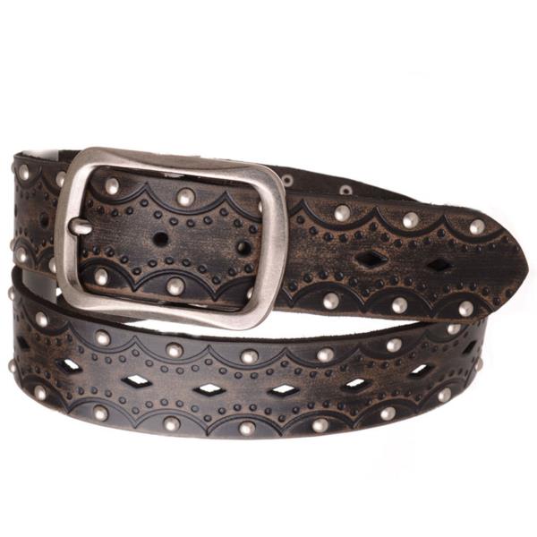 EMNOSSED STUDDED LEATHER BELT