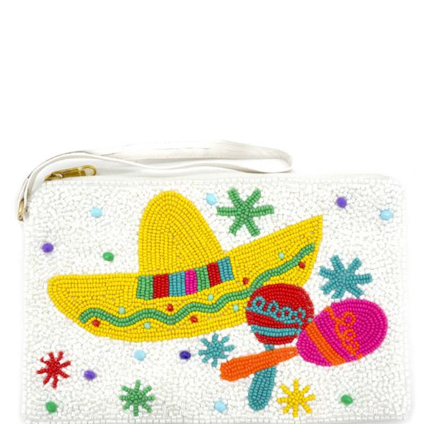 SEED BEAD MEXICAN HAT COIN PURSE BAG