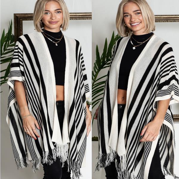 POCKET STRIPE LONG CARDIGAN