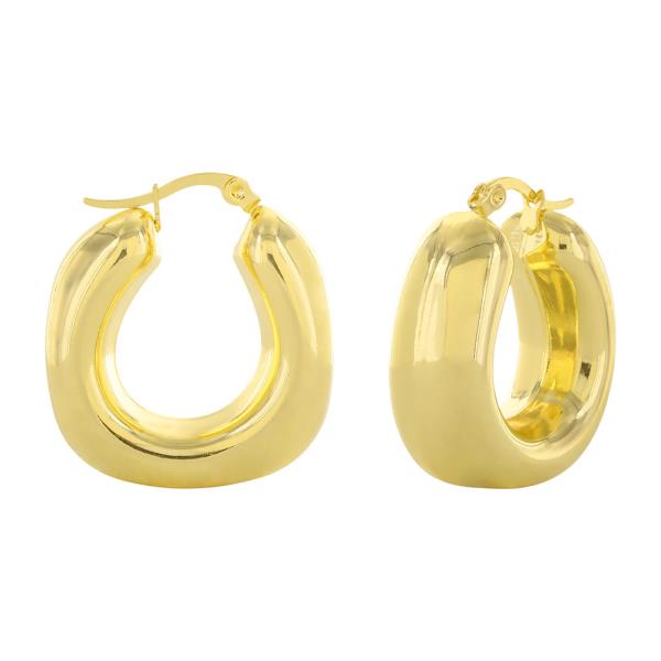 STAINLESS STEEL 30MM PUFFY HOOP GOLD DIPPED BRASS EARRING