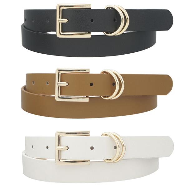 DOUBLE LOOP RECTANGLE BUCKLE TRIO BELT