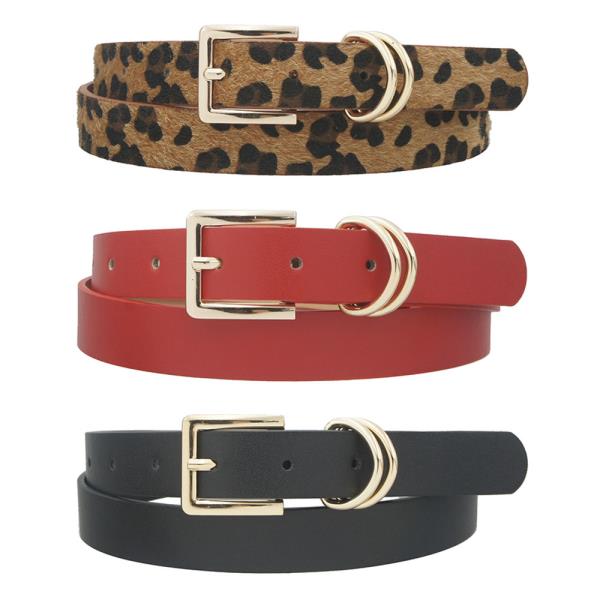 DOUBLE LOOP RECTANGLE BUCKLE TRIO BELT