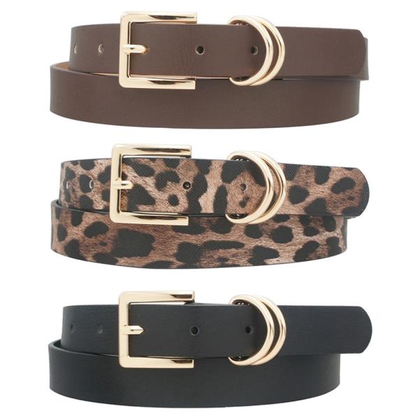 DOUBLE LOOP RECTANGLE BUCKLE TRIO BELT