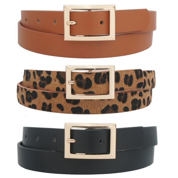 ANGLED RECTANGLE BUCKLE SOLID LPD TRIO BELT