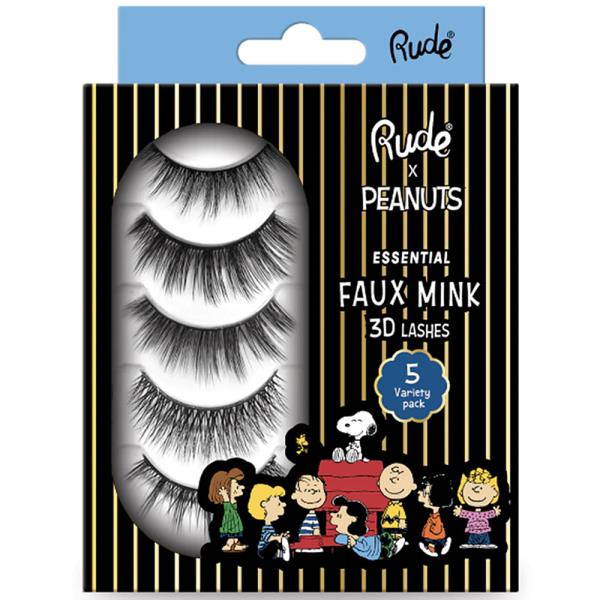 RUDE COSMETICS PEANUTS ESSENTIAL FAUX MINK 3D LASHES 5 VARIETY PACK