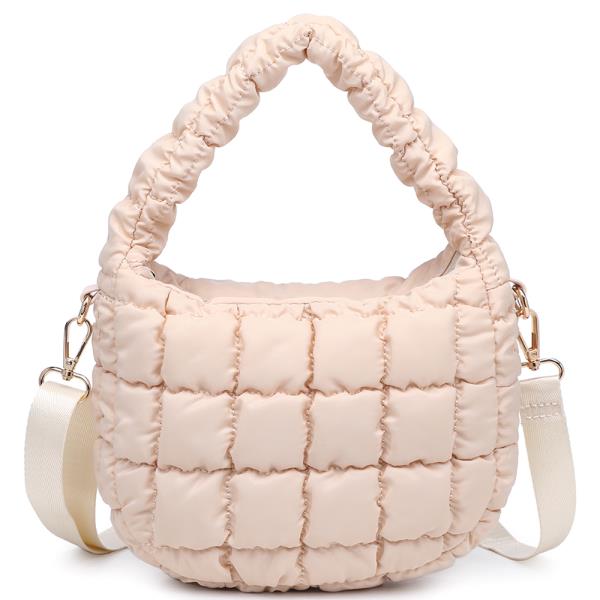FASHION NYLON PUFFY QUILTED DESIGN CROSSBODY BAG