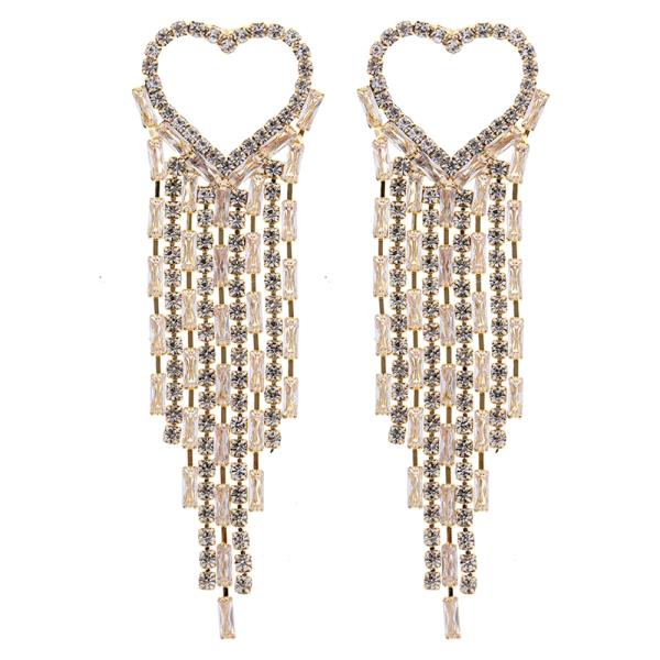 FASHION CUBIC ZIRCONIA HEART DROP EARRING