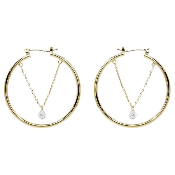 FASHION 40MM DROP CRYSTAL LINK HOOP EARRING
