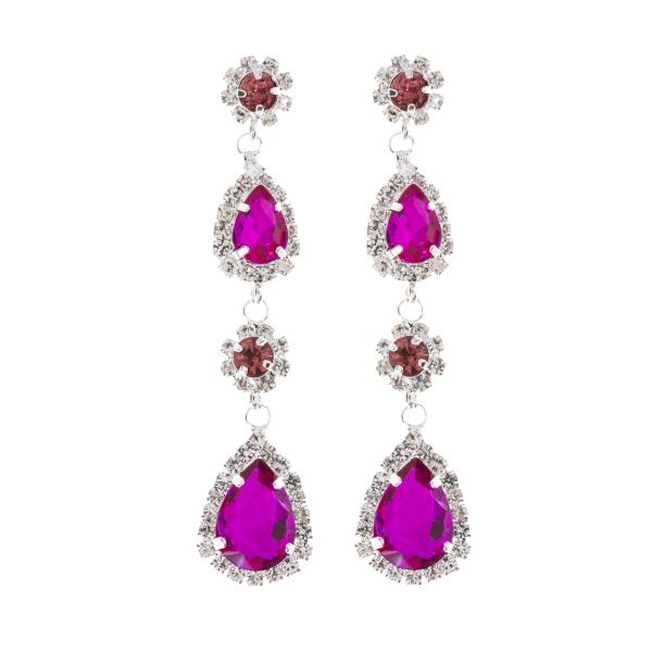 RHINESTONE ROUND TEARDROP EARRING