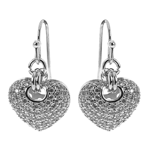 PUFFY CUBIC ZIRCONIA HEART EARRING