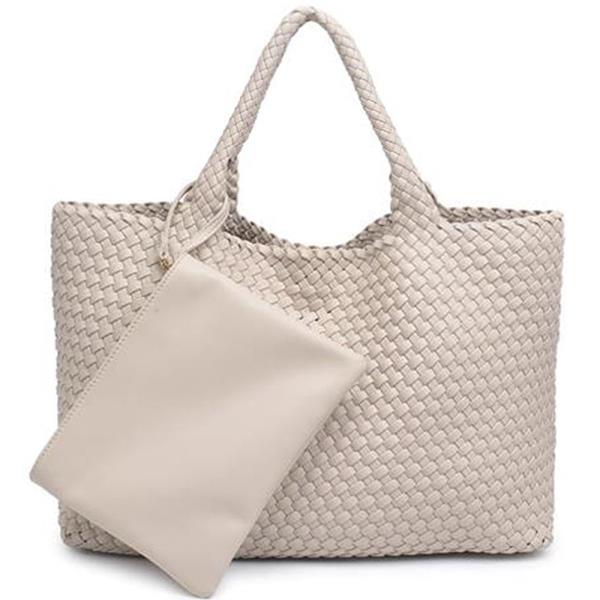 2IN1 WOVEN ALL OVER SOLANA TOTE BAG W POUCH SET