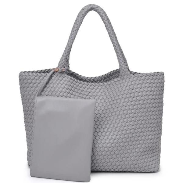 2IN1 WOVEN ALL OVER SOLANA TOTE BAG W POUCH SET