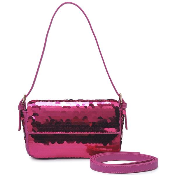 FASHION ALL OVER DISC SEQUIN CROSSBODY SHOULDER BAG