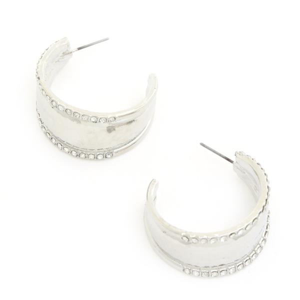 WIDE RHINESTONE EDGE OPEN CIRCLE EARRING