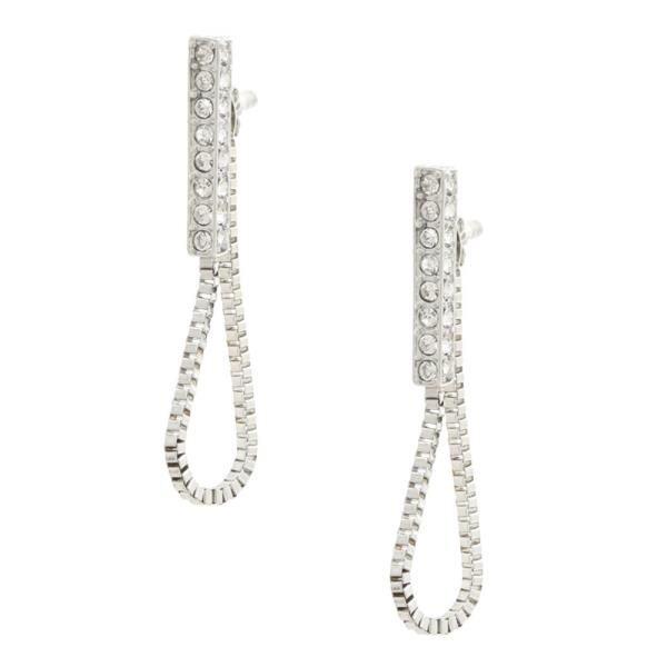 RHINESTONE LOOP METAL EARRING