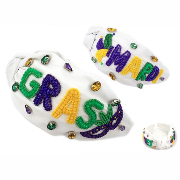 SEED BEAD MARDI GRAS HEADBAND