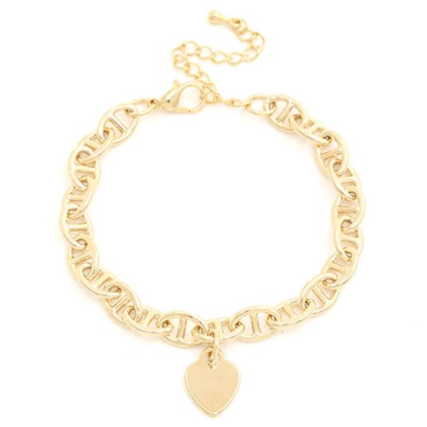 SODAJO GOLD DIPPED BRASS HEART CHARM BRACELET