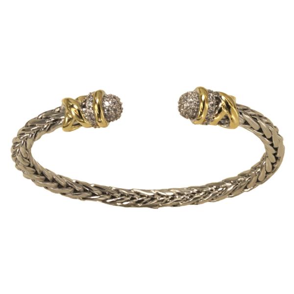 2 TONE CZ PONYTAIL METAL BRACELET