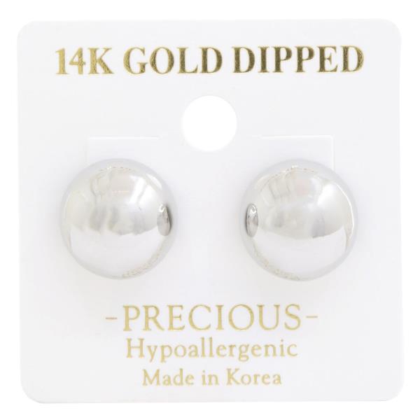 14K GOLD DIPPED ROUND HYPOALLERGENIC EARRING