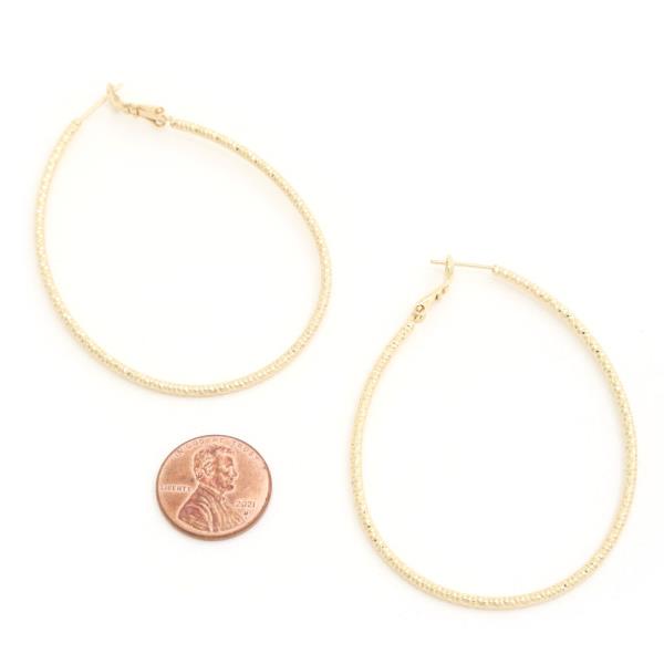 14K GOLD DIPPED OVAL HYPOALLERGENIC EARRING