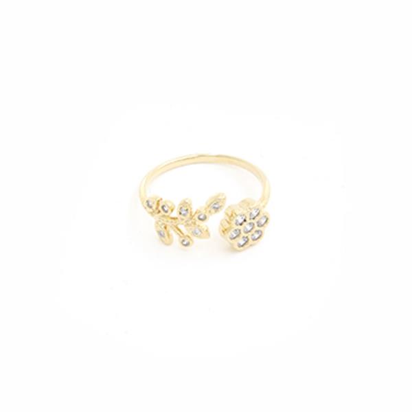 SODAJO GOLD DIPPED BRASS CZ ADJUSTABLE RING