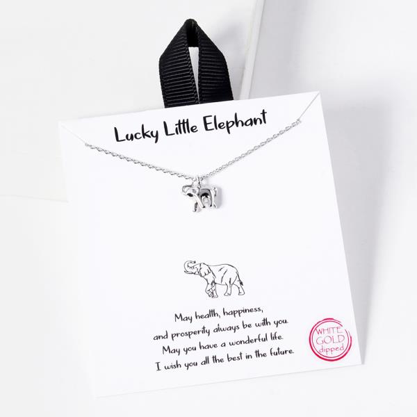 18K GOLD RHODIUM DIPPED LUCKY LITTLE ELEPHANT NECKLACE