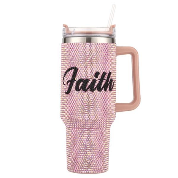 FAITH BLING COFFEE OR WATER TUMBLER WITH HANDLE