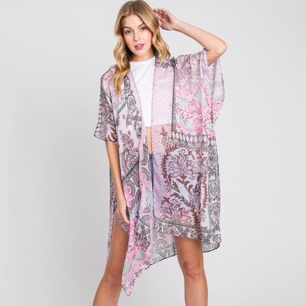 PAISLEY FLOWER PRINT KIMONO