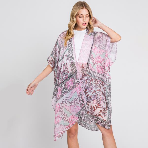 PAISLEY FLOWER PRINT KIMONO