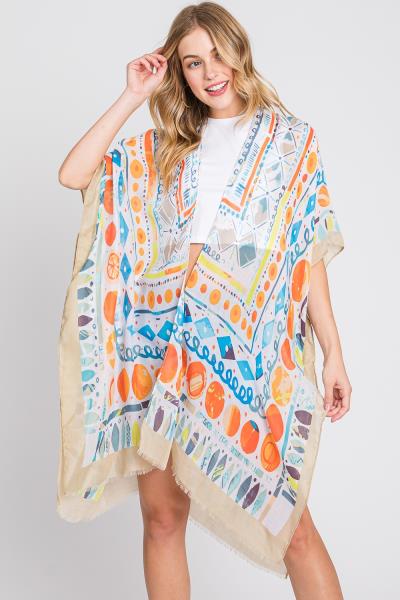 WATERCOLOR BOHO GEOMETRIC PRINT KIMONO