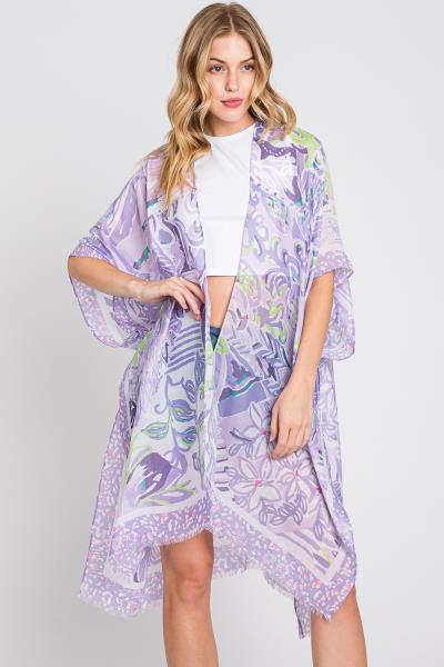 WATERCOLOR GEOMETRIC PRINT KIMONO