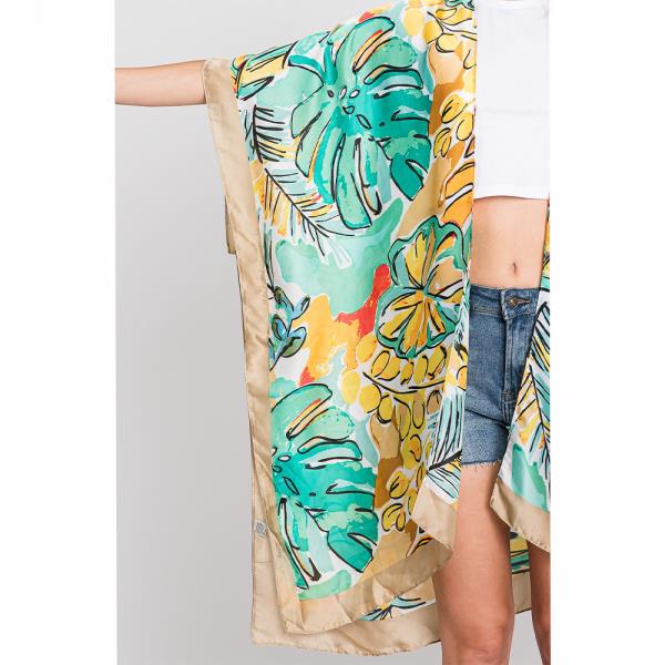 HAND DRAWN WATERCOLOR TROPICAL LEAVES KIMONO