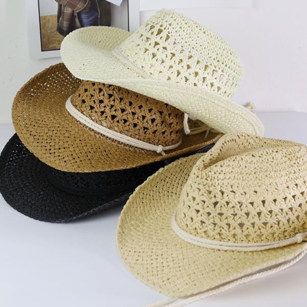 STRAW COWBOY COWGIRL HANDMADE HAT WITH CHIN STRAP