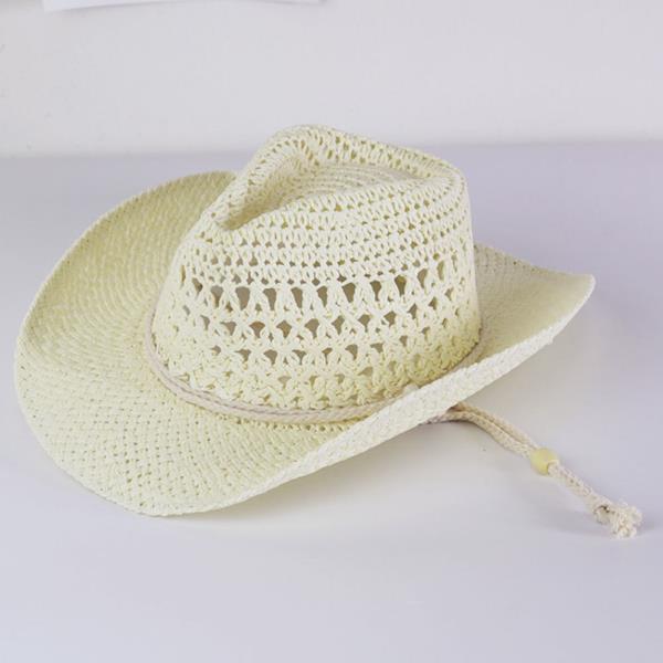 STRAW COWBOY COWGIRL HANDMADE HAT WITH CHIN STRAP