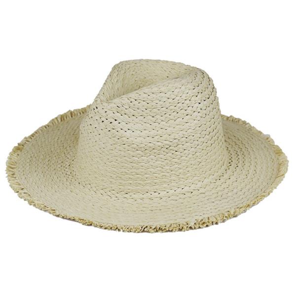 FRAYED SOLID STRAW HAT