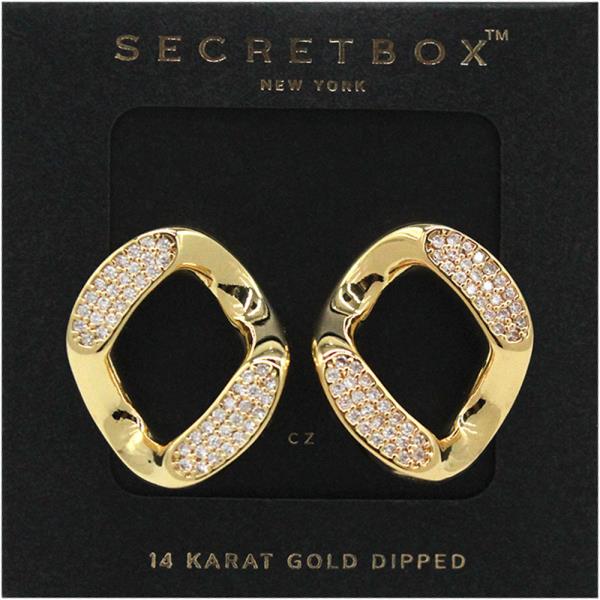 SECRET BOX 14K GOLD DIPPED PAVED LINK EARRING
