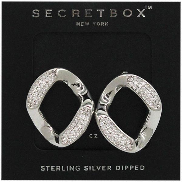 SECRET BOX 14K GOLD DIPPED PAVED LINK EARRING