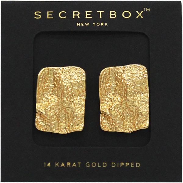SECRET BOX 14K GOLD DIPPED HAMMERED EARRING