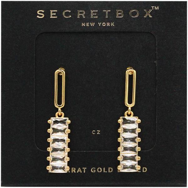 SECRET BOX 14K GOLD DIPPED CZ DANGLE EARRING
