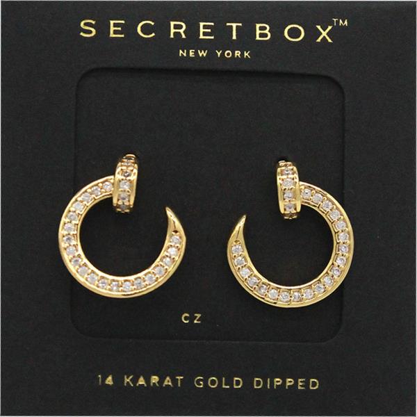 SECRET BOX 14K GOLD DIPPED CZ NAIL EARRING