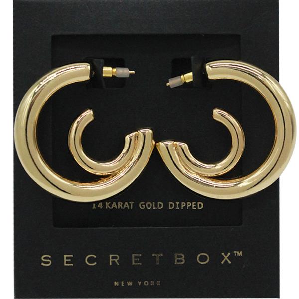 SECRET BOX 14K GOLD DIPPED DOUBLE C HOOP EARRING