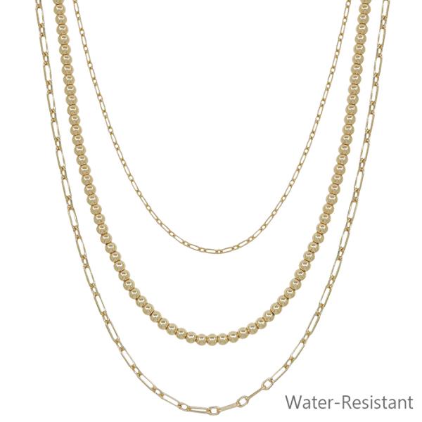 3 LAYERED CHAIN & CCB BALL SHORT NECKLACE