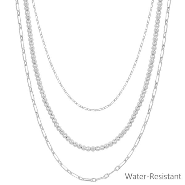 3 LAYERED CHAIN & CCB BALL SHORT NECKLACE