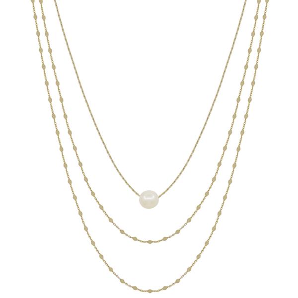 PEARL ACCENT 3 LAYERED SHORT NECKLACE